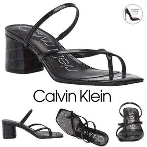 Calvin Klein Black Becca Strappy Block Heel Sandals Kitten
